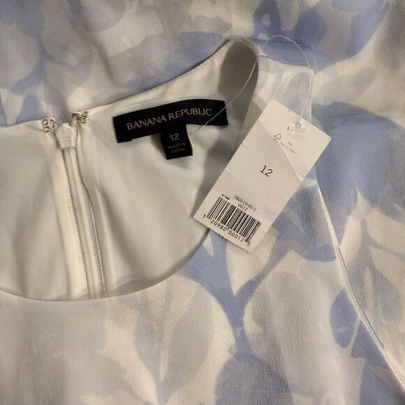 Banana Republic floral blue and white shift sheath dress new with tags, size 12, - Picture 4 of 4